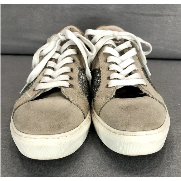 Steven NY Beige Suede w/Silver Glitter Sneakers Womens Size 9 - Picture 3 of 11